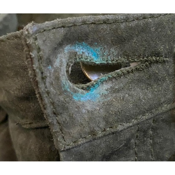 Vintage Lew Magram Womens Olive Green Leather Straight Leg Pants Lined Size 8 - Picture 9 of 9